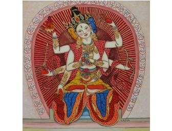 Lasha Mutual: Original Watercolor 'Ushnisha Vijaya in a Stupa'