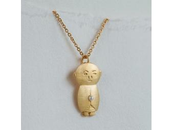 Jizo & Chibi: Gold 'Noble Jizo' with Pearl Necklace