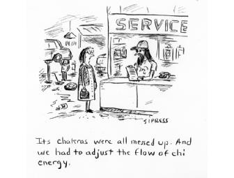 David Sipress Original Cartoon: 'Its chakras were all messed up.'
