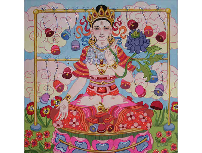 Lasha Mutual: Original Watercolor 'White Tara with Ringing Bells'