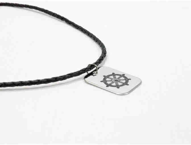 Hoseki Designs' 'Metta Collection': Unisex 'Wheel of Dharma' Black Leather Necklace