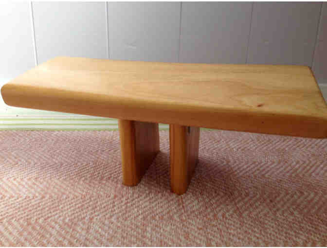 Polestar: Repurposed Avocado & Hinoki Cypress Meditation Bench with Folding Legs