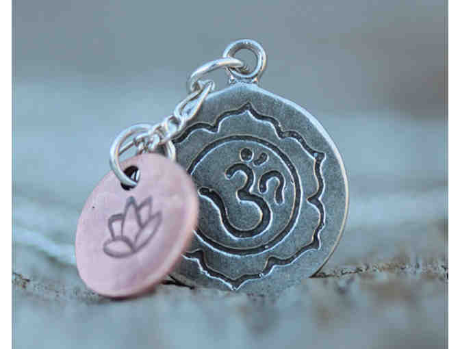 Amy Waltz: 'Sterling Silver OM with Copper Lotus' Necklace