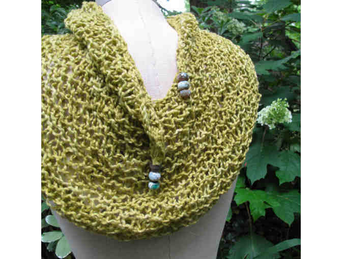 On Slender Threads: 'Mindfulness Mantle' with Ocean Jasper Beads on a Chartreuse Cotton