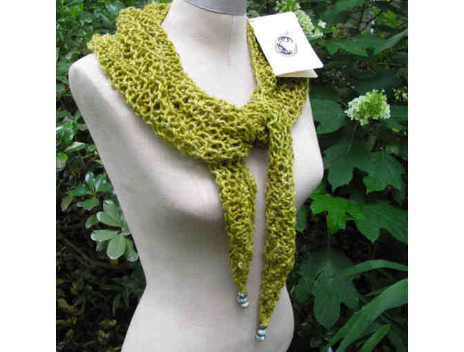 On Slender Threads: 'Mindfulness Mantle' with Ocean Jasper Beads on a Chartreuse Cotton