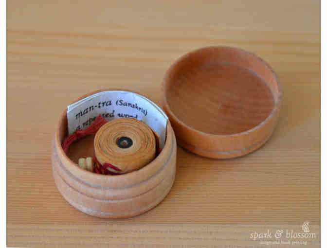 Spark and Blossom: Bidder's Choice of Miniature Handmade Mantra Scroll