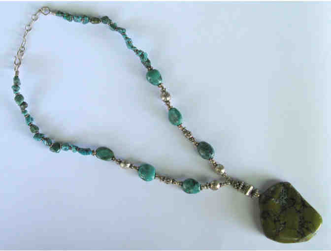 Himalayan Traders: Tibetan Turquoise with Sterling Silver 'Goddess Necklace'