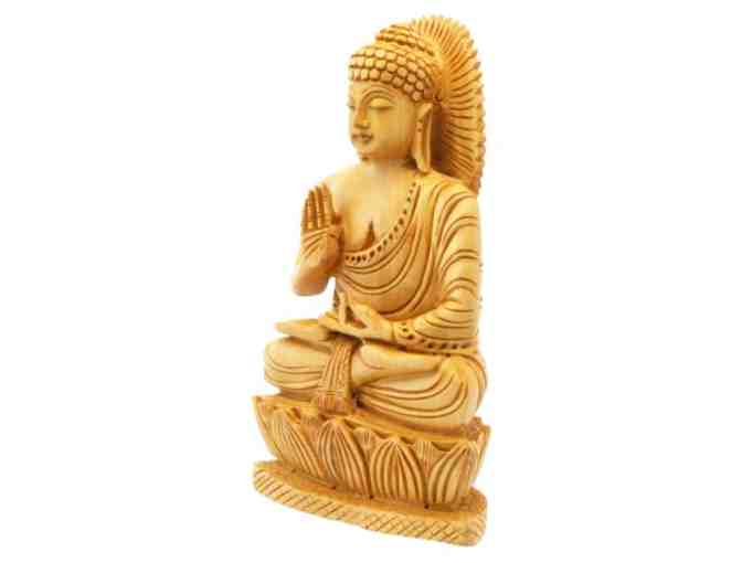 Buddha Groove: Hand Carved Wood 'Sitting Buddha' Statue