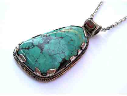Himalayan Traders: Sterling Silver and Turquoise Tibetan Necklace