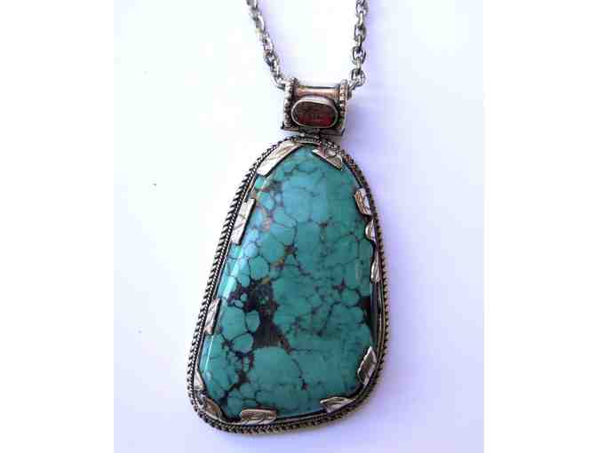 Himalayan Traders: Sterling Silver and Turquoise Tibetan Necklace