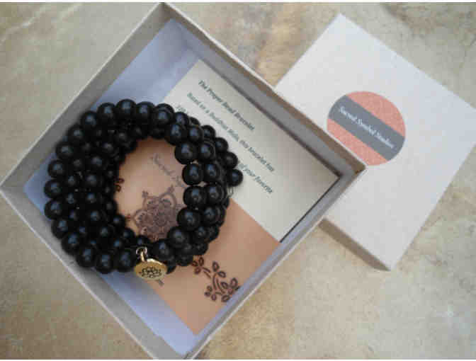 Sacred Symbol Studios: Black Ebony Mala Bracelet with Lotus Flower Charm