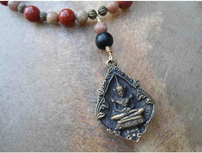Sacred Symbol Studios: Thai Buddha Ebony Bead Choker with Gemstones