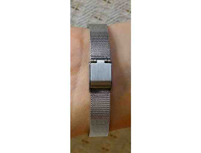 Blue Cliff Monastery: Thich Nhat Hanh-inspired 'It's Now' Silver Mesh Womens Watch
