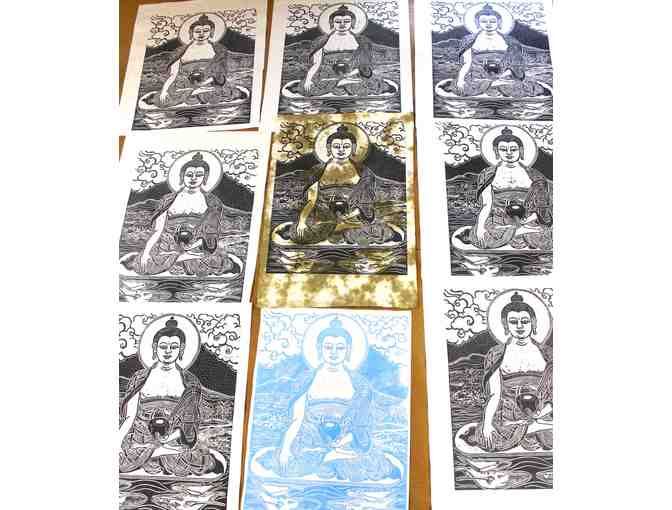 Faith Stone: 'Shakyamuni Buddha' Numbered Woodblock Print