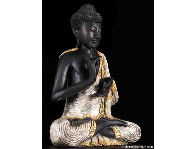 Dharma Sculpture: Hand Carved 'Dharmachakra Mudra Buddha' in Wood