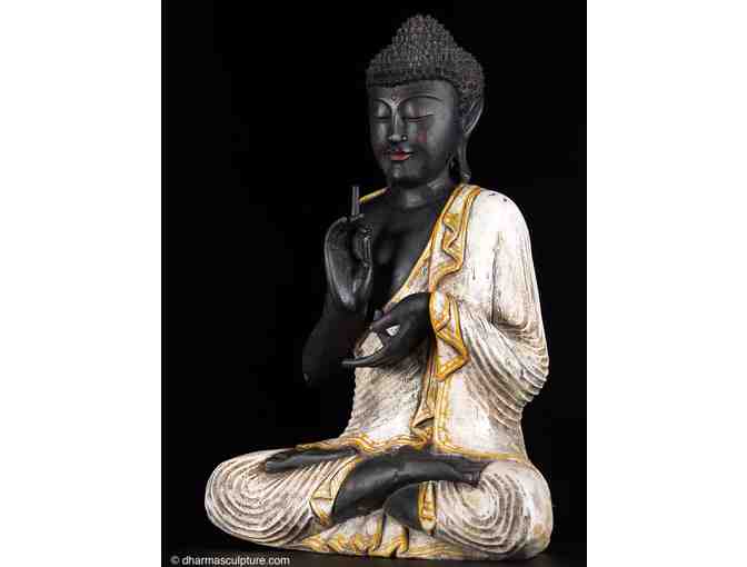 Dharma Sculpture: Hand Carved 'Dharmachakra Mudra Buddha' in Wood
