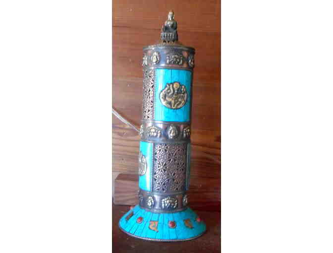 Himalayan Traders: Tibetan Incense Burner with Copper & Inlaid Turquoise