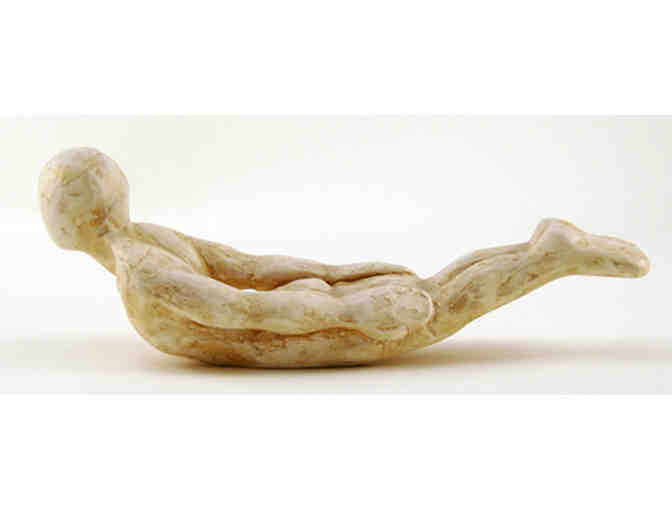 The Art of Happiness: 'Bow Pose ' Handcast Stone Yoga Sculpture