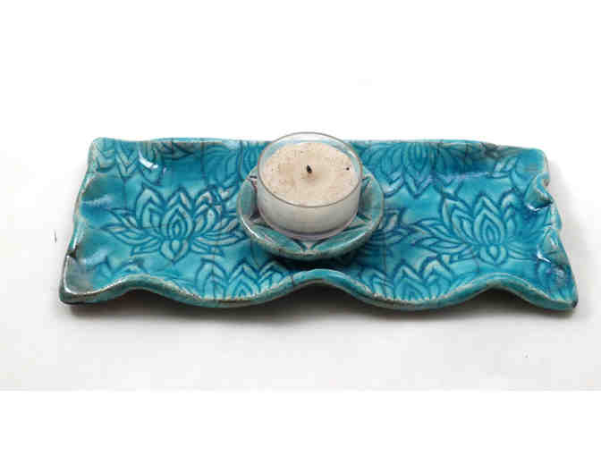 De Baun Fine Ceramics: Handmade Ceramic Lotus Raku Incense & Candle Holder Tray