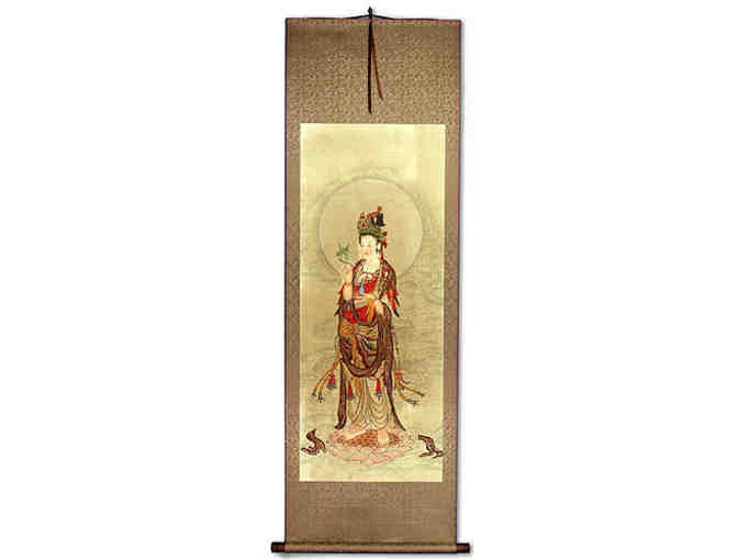 Oriental Outpost: 'Guanyin Buddha' Antique-Style Wall Scroll