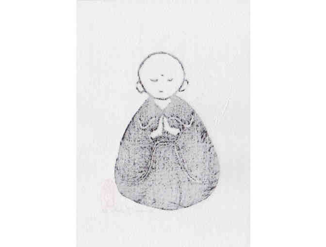 JapanesePrintsPlus: 'Praying Baby Jizo Zen Monk' Original Woodblock Print