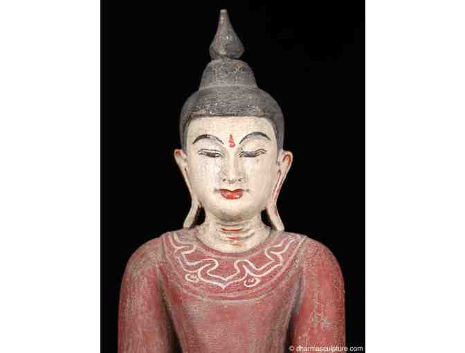 Dharma Sculpture:  ' Standing Burmese Buddha' Statue in Wood