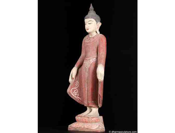Dharma Sculpture:  ' Standing Burmese Buddha' Statue in Wood