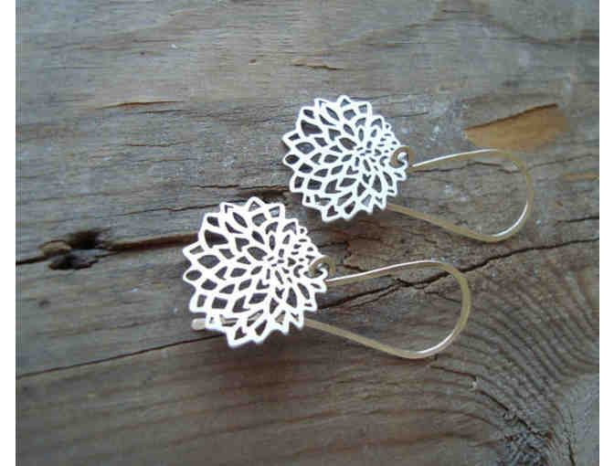Fuchsia Bloom Studio: 'Chrysanthemum' Sterling Silver Metalwork Earrings