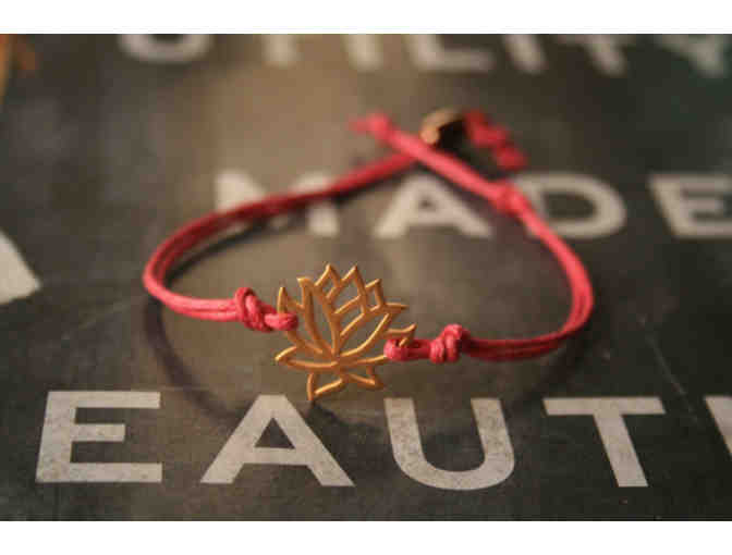 Seja B.: Gold Lotus Bracelet on Colorful Cotton Cord