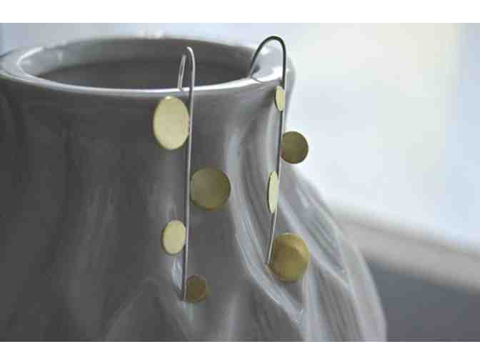 BLUEskyBLACKbird: Metalwork Dot Earrings in Brass and Silver