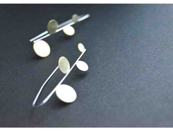 BLUEskyBLACKbird: Metalwork Dot Earrings in Brass and Silver