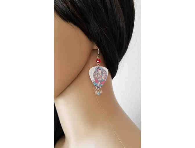 Sparks and Sparkles Btq: Beaded Buddha Guitar Pick Earrings