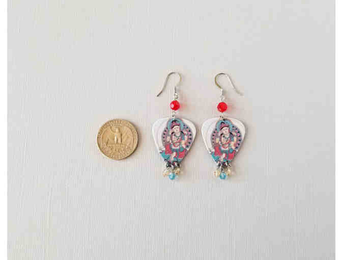 Sparks and Sparkles Btq: Beaded Buddha Guitar Pick Earrings