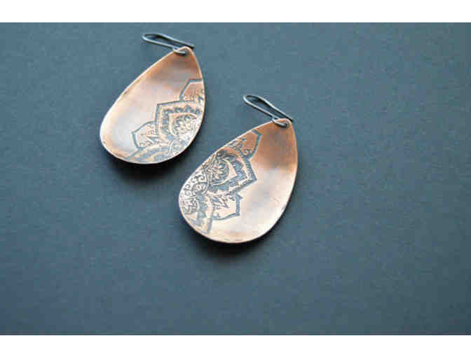 BLUEskyBLACKbird: Mandala Earrings in Copper and Sterling Silver