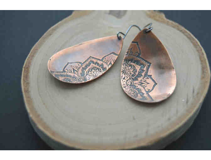 BLUEskyBLACKbird: Mandala Earrings in Copper and Sterling Silver