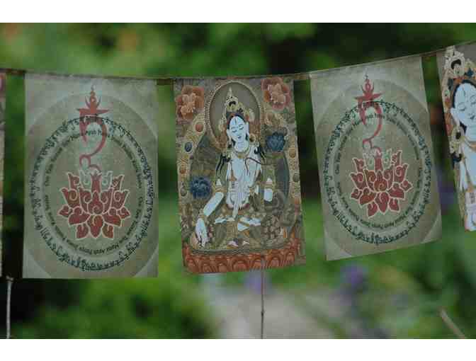 Buddhadoma: White Tara Prayer Flags with Tara Mantra