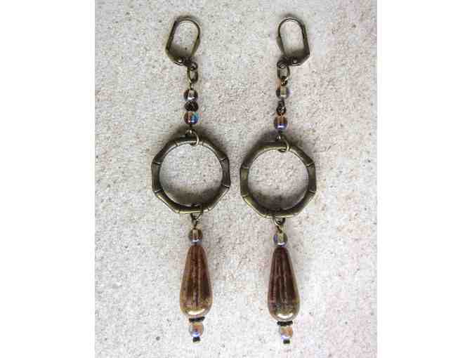 JaneMcCartneyJewelry: Bronze Bamboo & Mercury Glass Earrings