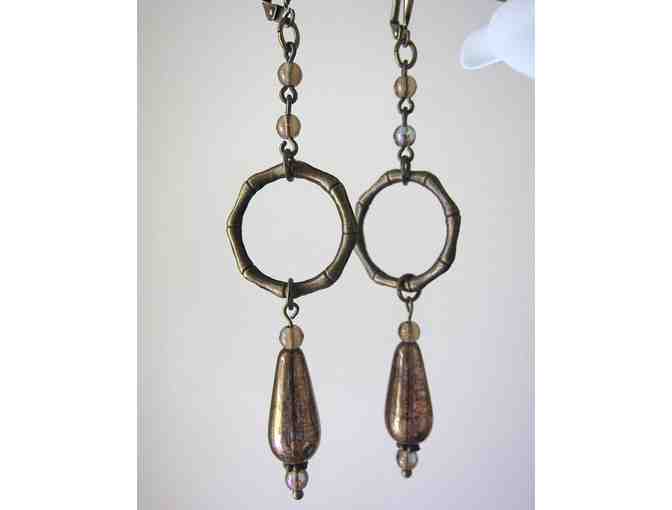 JaneMcCartneyJewelry: Bronze Bamboo & Mercury Glass Earrings