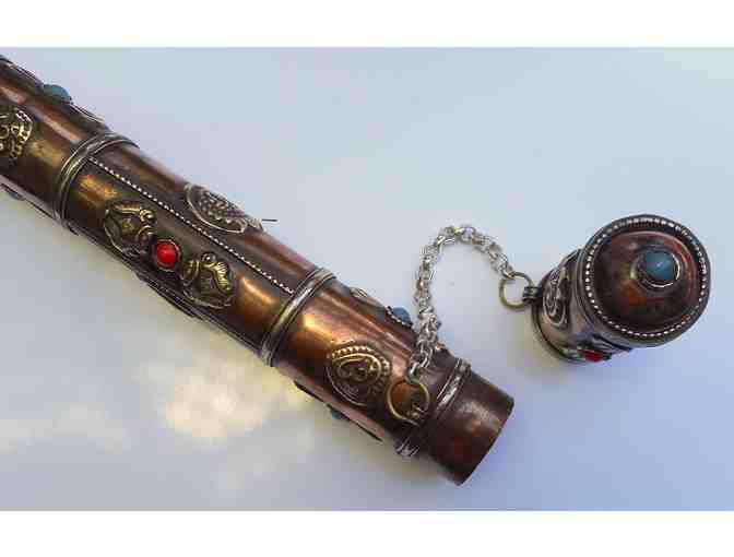 Himalayan Traders: Tibetan Buddha Vajra Dorje & OM Brass & Copper Incense Holder