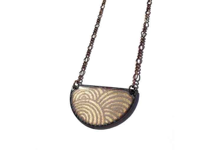Aflame Creations: Mountainside Half-moon Necklace in Shimmering Copper & White