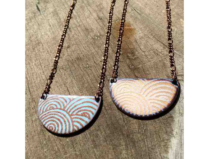 Aflame Creations: Mountainside Half-moon Necklace in Shimmering Copper & White