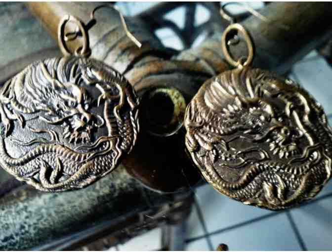 MartialArtiZen: Shaolin Dragon Wu Tang Dragon Bronze Earrings