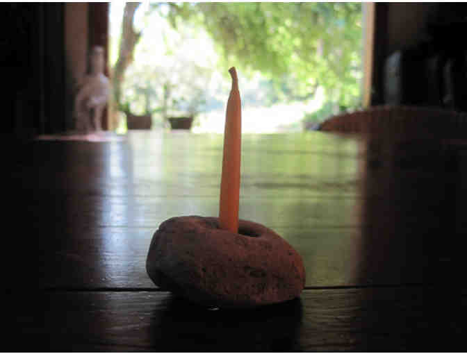 Meditation Candles: Beach Rock Candle Holder and 100 20-Minute Beeswax Candles