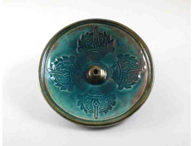 De Baun Fine Ceramics: Handmade Ceramic Raku Incense Burner with Vajra