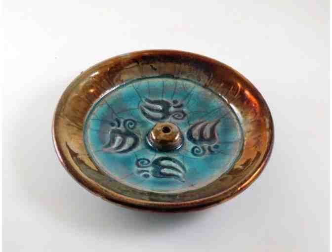 De Baun Fine Ceramics: Handmade Ceramic Raku Incense Burner with Aum