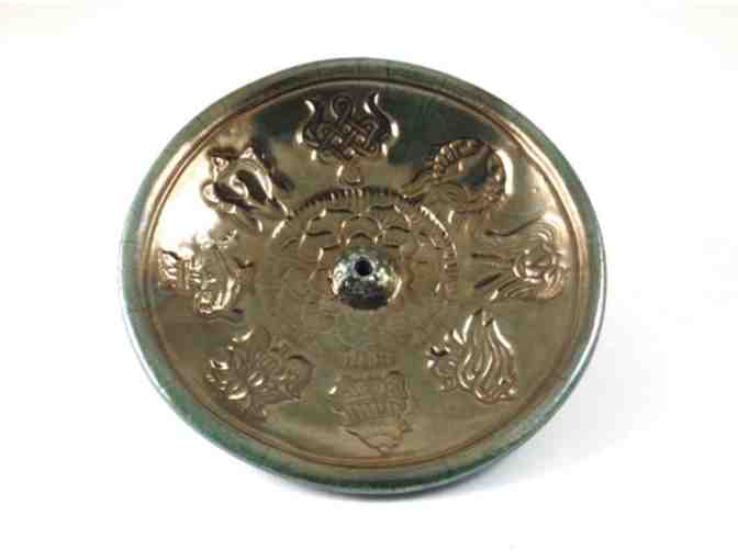 De Baun Fine Ceramics: Handmade Incense Burner with the Eight Auspicious Symbols in Gold