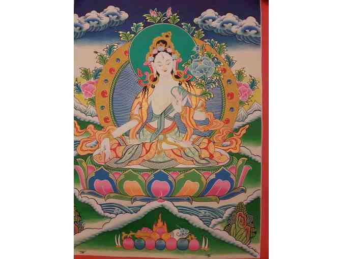 Shakya Handicrafts: Original 'White Tara' Thangka Painting