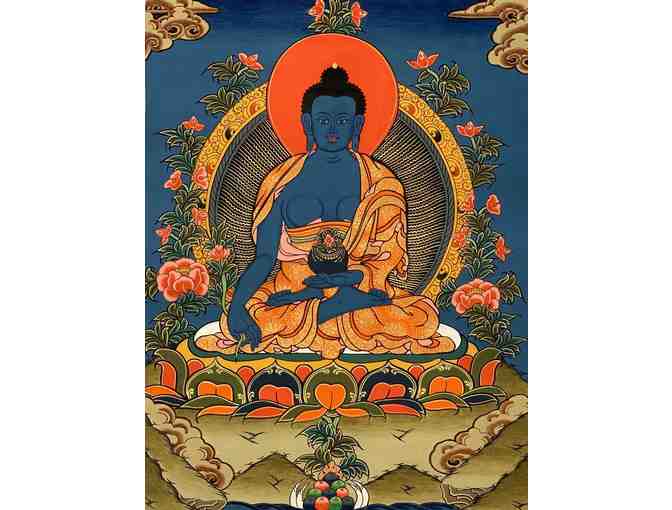 Nepal Thangka Art: Handpainted 'Medicine Buddha' Tibetan Thangka