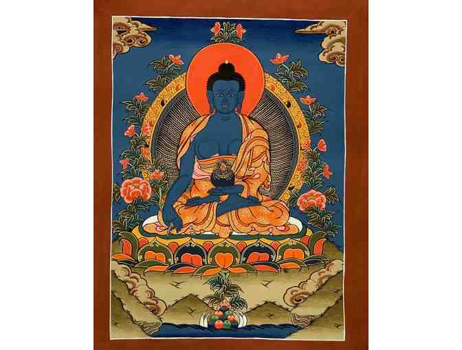 Nepal Thangka Art: Handpainted 'Medicine Buddha' Tibetan Thangka