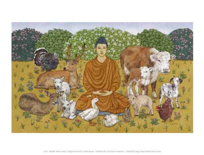 Lion's Roar Store: Lasha Mutual 'Buddha with Animals' Fine Art Print, Small